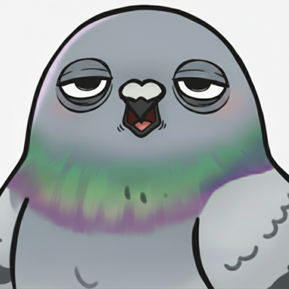 げっそりしている表情のハトのイラスト