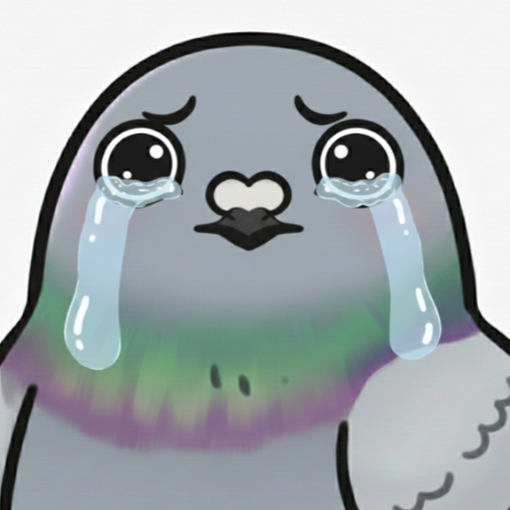 泣いてるハトのイラスト